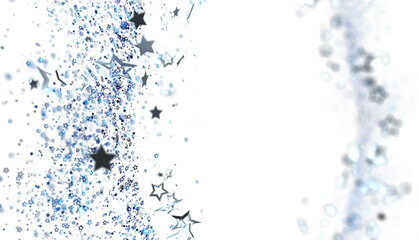 Sparkling blue and silver stars on white. Perfect for festive, magical, or elegant designs.  Ideal for cards, websites, and more.