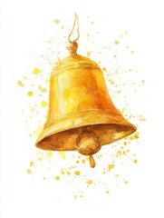 Vibrant Golden Bell Ringing In Sunlit School Celebration With Yellow White Background
