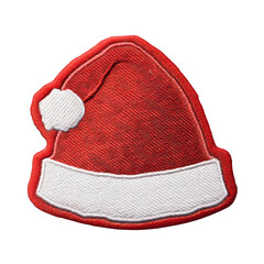 Classic embroidered Santa hat patch with smooth white trim and a small pom-pom