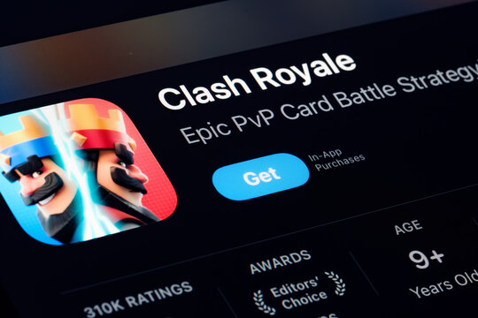 Clash Royale App Store listing on iPhone highlights real-time card battle strategy games. Stafford, United Kingdom, August 7, 2024
