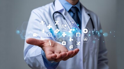 Doctor Showcasing Advanced Healthcare Technology and Future Medical Innovations