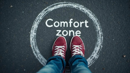 Man standing in drawn comfort zone