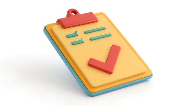 clipboard with checkmark 3d rendering isolated