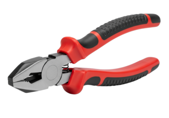 Heavy duty combination pliers with red and black grips professional tool for various gripping and cutting tasks