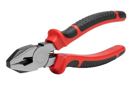 Heavy duty combination pliers with red and black grips professional tool for various gripping and cutting tasks
