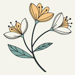 Delicate floral design with three blossoms in soft pastel colors.