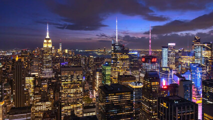 night, city, skyline, cityscape, urban, building, lights, buildings, new york, 
