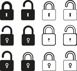 Lock Icon set. Security and authorized access concept. Data protection, restricted access, authorization, privacy. vector illustration lock security privacy protection access safety secure system.