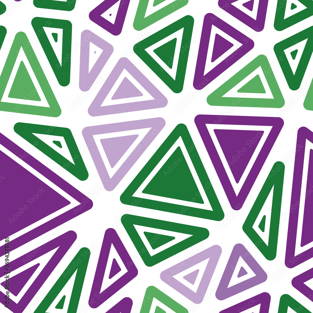 Aufkleber triangles vector pattern. rounded solid shapes in frames. big triangles size. multiple colors style.