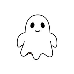 Adorable cartoon ghost with a sweet smile and round eyes in a cute Halloween illustration style vector
