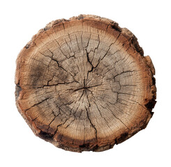 Naklejka premium Wooden tree stump nature rustic top view isolated on transparent background