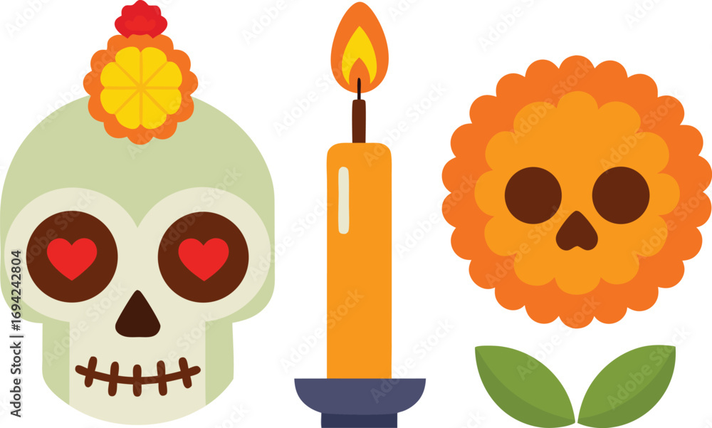 Poster day of the dead festive elements bundle scalable vector illustration eps icon