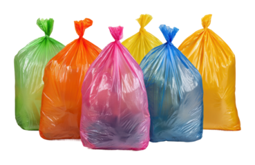 Waste management awareness urban environment of trash bags isolated on transparent background