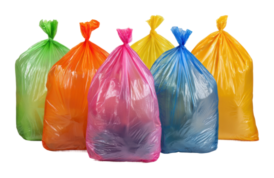 Waste management awareness urban environment of trash bags isolated on transparent background