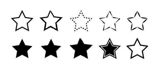 Obraz premium Stars Icon Set Vector Symbols in Various Styles Filled, Outline, Dashed