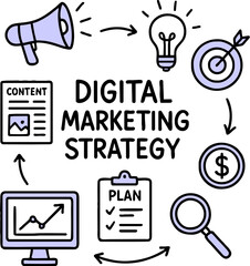 Business Marketing illustrations.. Collection of scenes with men and women taking part in business activities. Trendy vector style