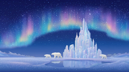 Ice castle on the snow