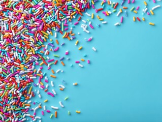 Colorful sprinkles scattered on a vibrant blue background (1)