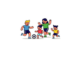 icon of family playing soccer together
