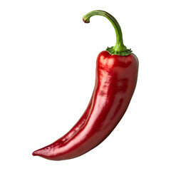 Curved Red Chili Pepper Isolated on Transparent Background – PNG for Food and Spice Design