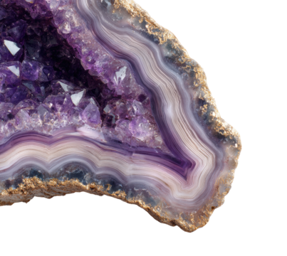 Exploring amethyst geode beauty nature gemstone isolated on transparent background
