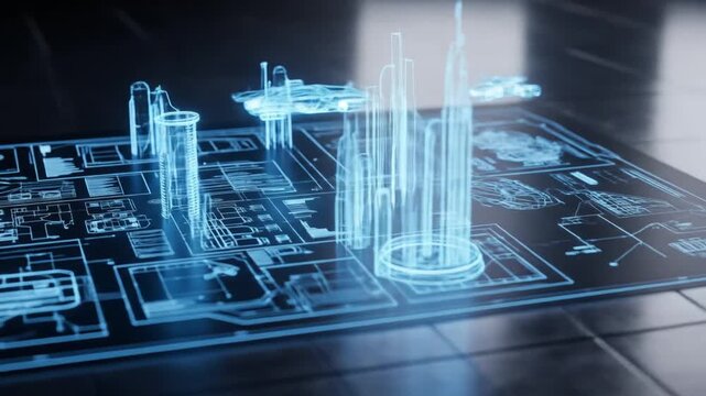 Futuristic City Hologram Displaying Technological Advancements. - Powered by Adobe
