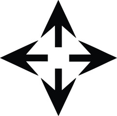 silhouette icon of four way arrow vector illustration