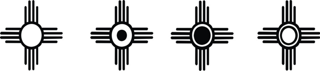 Zia symbol ancient sun emblem element of New Mexico flag set icon white color vector illustration image solid fill outline contour line thin flat style