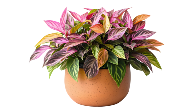 Vibrant Potted Tradescantia Wandering Jew Plant on White Background isolated on a transparent background