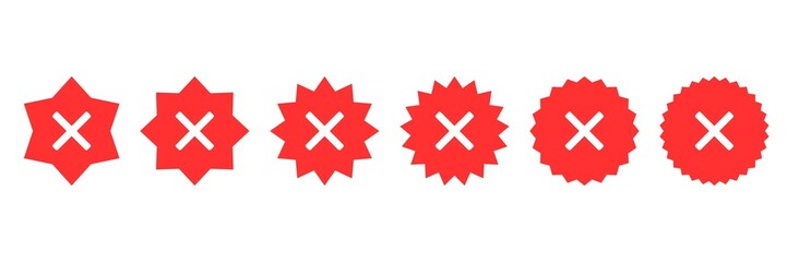 Obraz premium Set of cross icons, not verified, not approved, not correct, wrong icons set