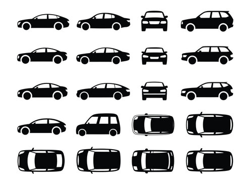 Sleek car silhouettes showcasing various models and angles for automotive design