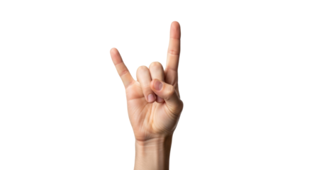 hand signaling rock on a rebellious symbol, youthful energy, and bold statement of defiance, isolated on transparent background