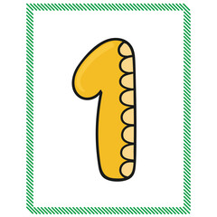 Cartoon Numbers vector for kids 1 One