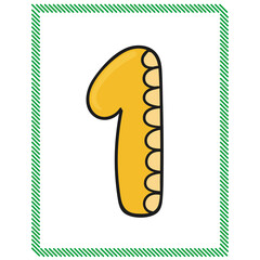 Cartoon Numbers vector for kids 1 One