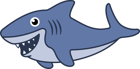 Shark vector. Symbol, fish, animal, sea, cute
