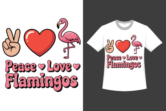 Peace Love Plamingos A Flamingo illustration T-shirt Design