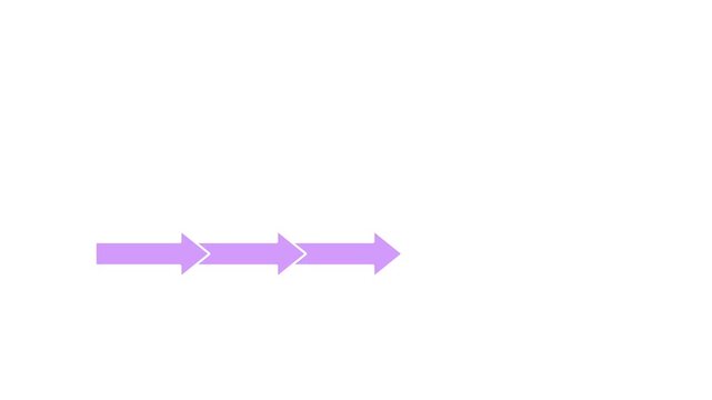 animation of five arrow-shaped infographics with a white background