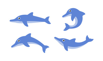 Dolphin vectors. Symbol, animal, sea, cute