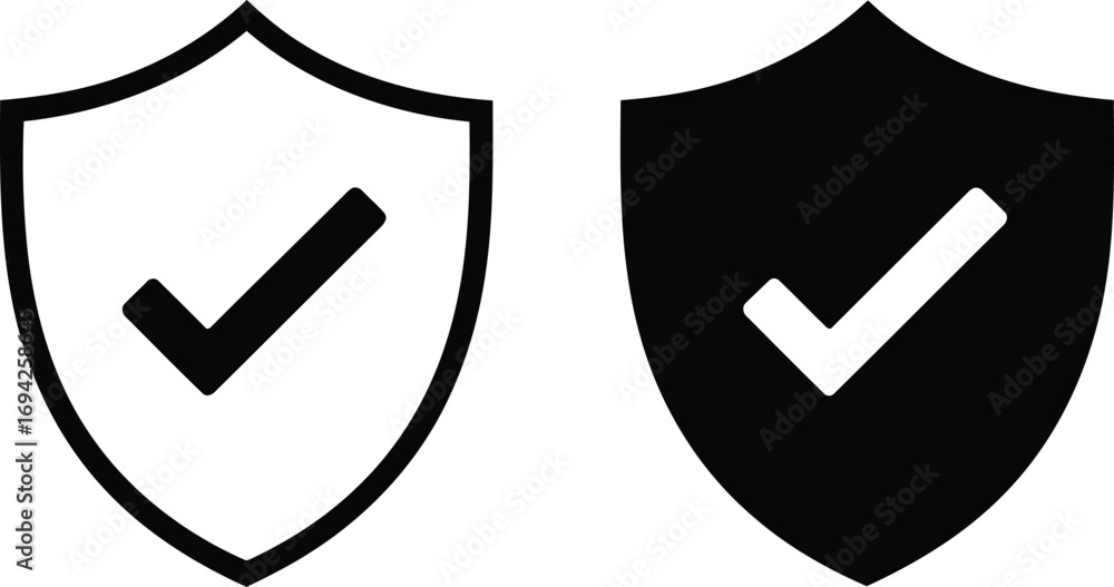 Poster shield with check mark: a symbol of protection and validation embodying trustworthy security with re