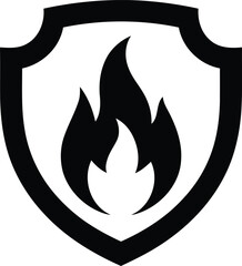 Bold Shield Emblem Displaying a Dynamic Fire Iconography Symbolizing Protection Safety and Security for Various Domains Representing Risk Management