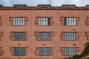 A straight-on photograph of the historic facade of the Ullsteinhaus building in the Tempelhof district of Berlin, Germany.