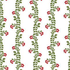 Cowberry seamless pattern in retro style. Vintage wallpaper print and texture for interior or home design. Rural and countryside aesthetic.