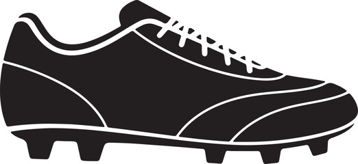 Black and white silhouette of a soccer cleat football shoe athletic footwear