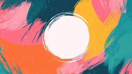 Abstract painted background with a white circle