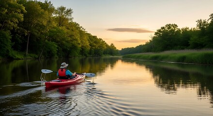 Kayaker at Sunset River.