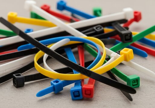 Colorful Cable Ties on Table.