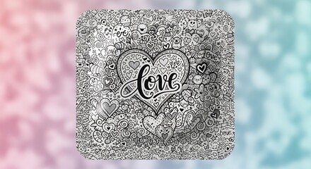 Doodle Heart Love Pattern Design.