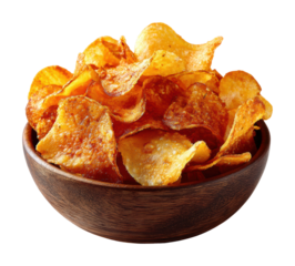 Enjoying crispy potato chips snack at home view delicious isolated on transparent background