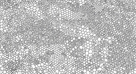 Abstract interconnected cellular structure with dynamic organic honeycomb arrangement