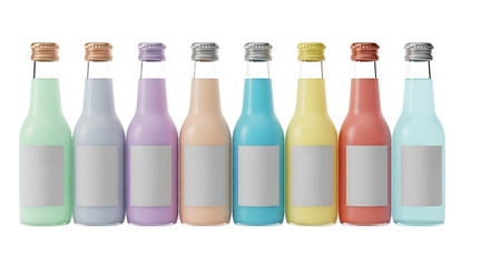 Colorful bottles isolated on transparent background